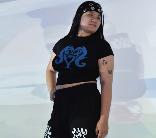 cyber heart spiral --mock neck tee